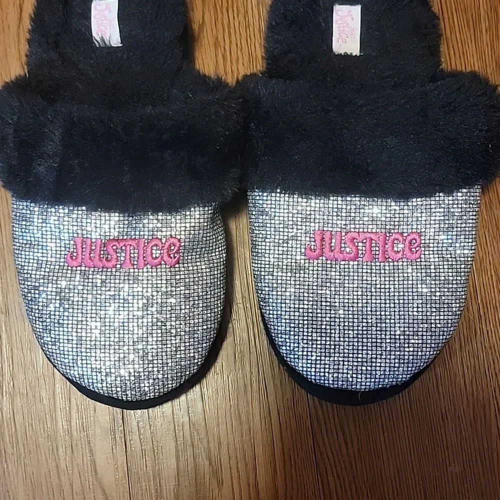 Justice Girls Slippers Black Size 4/5